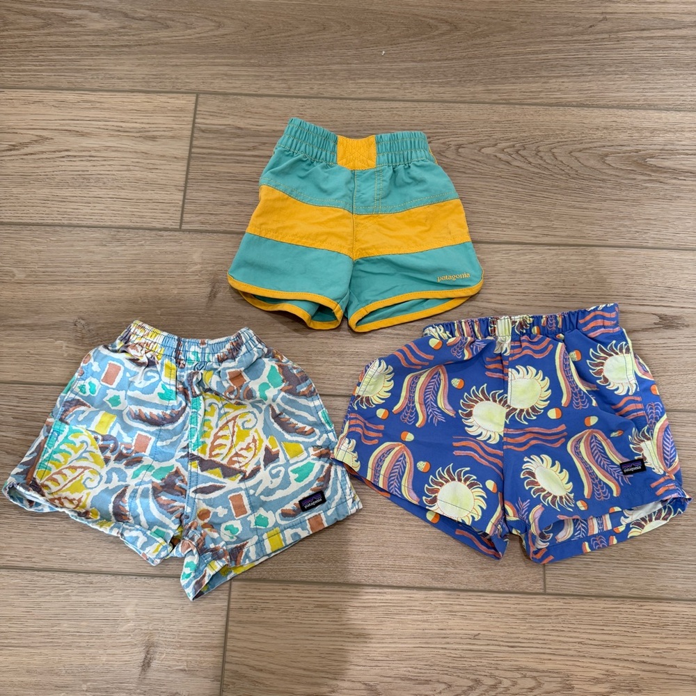 Patagonia Kids Shorts Set - Teal, Yellow, Blue, Multicolor Prints